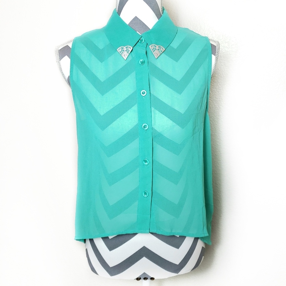 Split neck sleeveless blouse